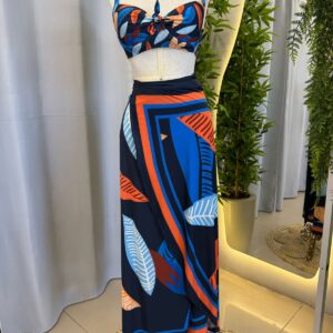 Top e Calça Florida em Azul