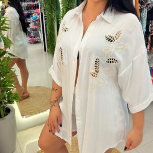 Chemise flower em viscolinho